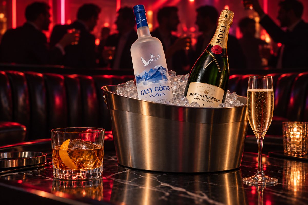 Bottle service on ice at a reserved table at Rick's Seattle